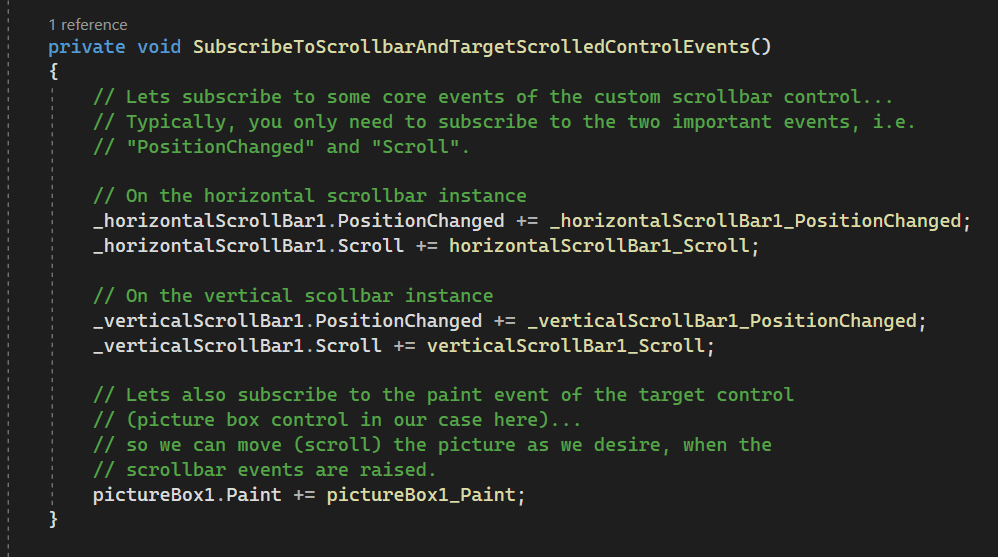 Setting up custom WinForms ScrollBars Control Step 3